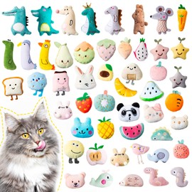 Jadive 50 Pcs Catnip Toys for Indoor Cat Plush Cats Toys Bulk Interactive Catnip Filled Kitten Toys Cat Chew Toy Pet Cats Supplies