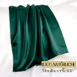 Zimasilk 100% Silk Pillowcase for Hair and Skin, Double-Sided 19 Momme Pure Mulberry Silk Pillowcase with Zip, 1 Piece, 80 x 80 cm, Black-Green