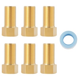 SUNGATOR Brass Pipe Fitting, 1/2-Inch Male x 1/2-Inch Female Pipe Nipple Extension Fitting Adapter, 1/2'' to 1/2'' Brass Pipe Extension Fitting, NPS Hex Connector with Sealing Tape,Length 50MM (6 Pcs)