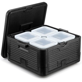 Maxdot Insulated Food Pan Carrier Collapsible Hot Box Food Warmer for Catering EPP Box Portable with Handles Keep Foods Hat Warm for Transport Restaurants Deliveries Kitchen Buffet, Top Load (Black)