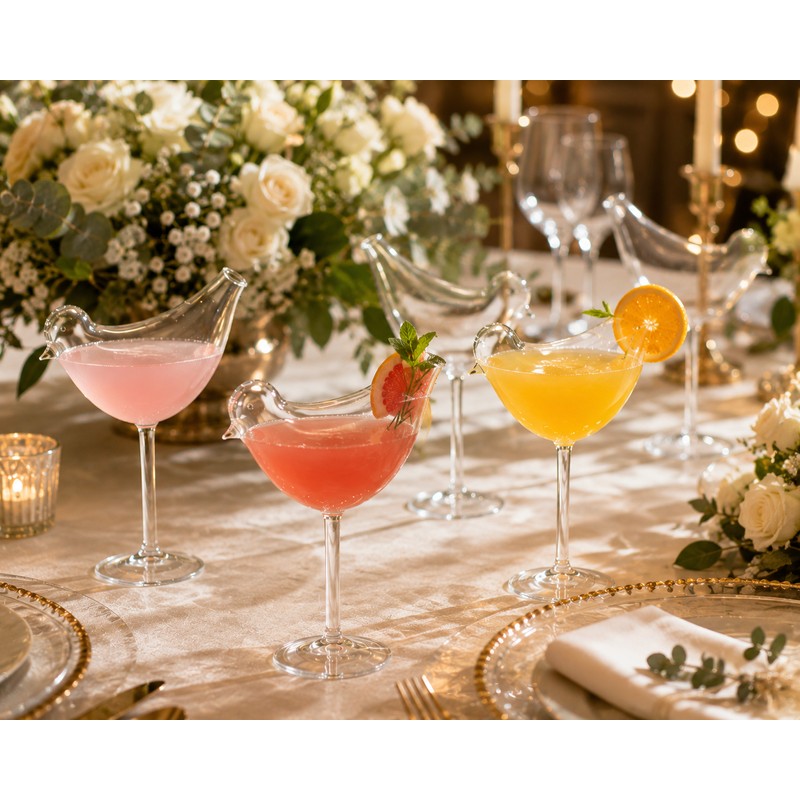 Bird-Shaped Cocktail Glasses 5oz/150ml – Creative Clear Glass Goblets, 2pc