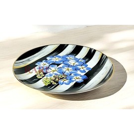MacKenzie-Childs MacKenzie Childs Thistle & Bee Courtly Stripe 8.25" Forget-Me-Not Dessert Plate