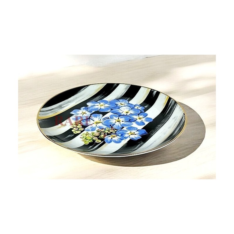 MacKenzie-Childs MacKenzie Childs Thistle & Bee Courtly Stripe 8.25" Forget-Me-Not