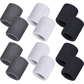 GLURIZ Muñequeras de Sudor, 12 Piezas Muñequeras Deportivas, Muequera para El Sudor Cinturón Elástico, Pulseras de Tela de Rizo de Algodón, Muñequeras de Sudor