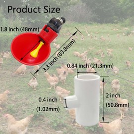 YSIL Chicken Waterer Cups Automatic Feeder 6 Pack with 1/8" PVC Tee Fittings for Poultry Duck Chick Bird