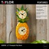 Taylor Pineapple Poly Resin Indoor and Outdoor Clock and Thermometer,
