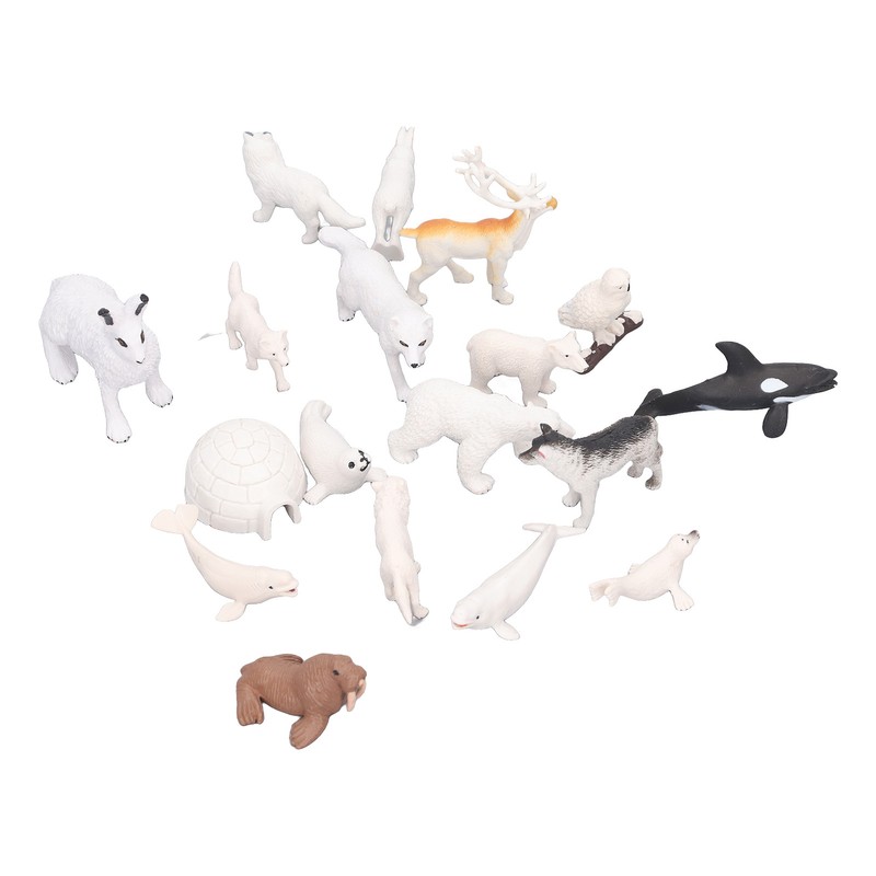 Arctic Animal Figurine Set 18pcs Kid Simulated Arctic Hare Reindeer
