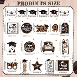 Yalikop 27 Pcs Graduation Tiered Tray Decor Class of 2025 Wooden Graduate Table Decorations Graduation Table Decor Wood Table Sign Rustic Centerpiece for Home Congrats Graduation Party Gifts