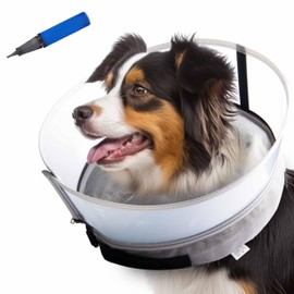SNUGGO Dog Surgery Collar - Soft Dog Collar After Surgery - 2-1in-1 Comfortable Cone with Detachable Anti-Licking Shield - Inflatable Collar for Dogs - Doughnut for Dogs After Surgery (Grey, L)