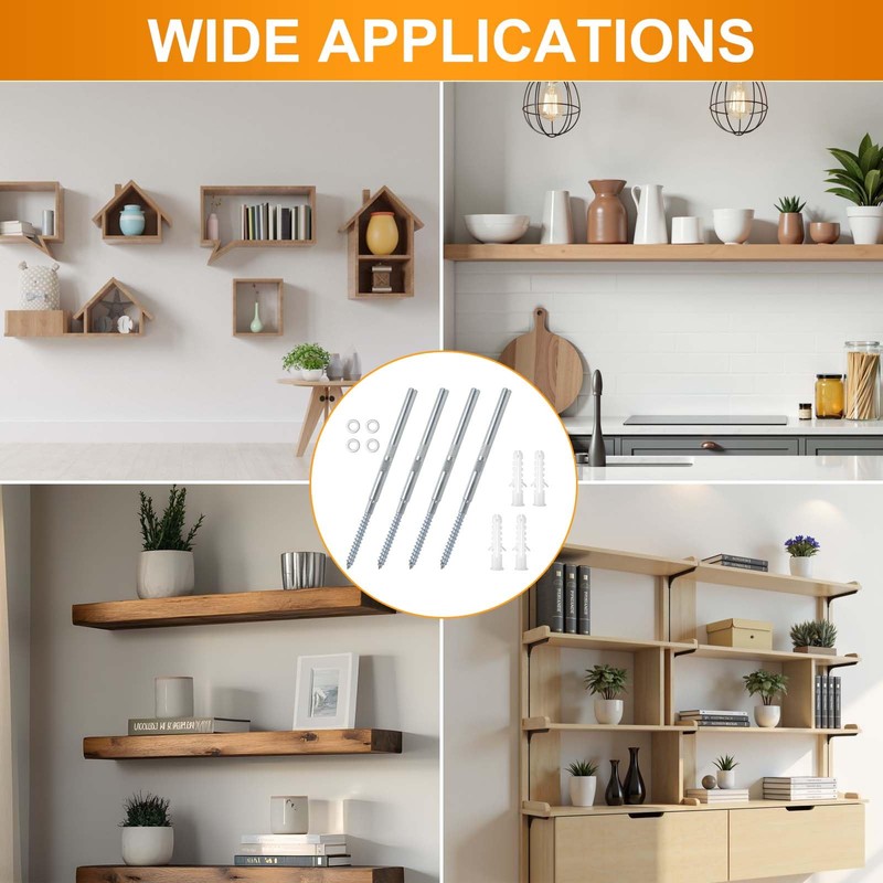 Set of 4 Invisible Wall Shelf Brackets - Floating Shelf