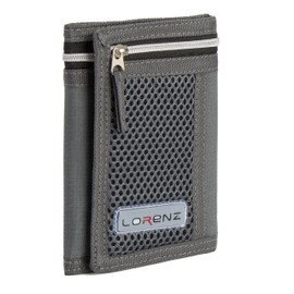 Woodland Leathers Sports Wallets for Boys, Trifold Men Canvas Wallet with Coin Pocket and Credit Card Holder, Waterproof Teenagers Folder Wallet with Chain, Hook or Classic (Sport, Grey)