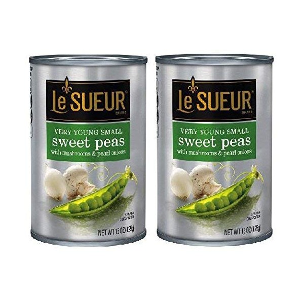Le Sueur Young Small Peas with Mushrooms & Pearl Onions (2 Pack) 15 oz Cans