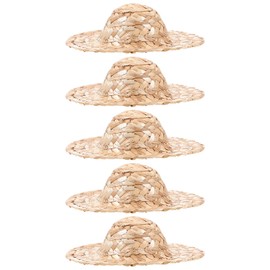 VILLCASE Mini Straw Hats, Dolls Mini Hats Tiny Straw Hats, Miniature Knitting Hat, Doll Sombrero Hats for DIY Craft Decoration Jewelry Accessories, 5pcs