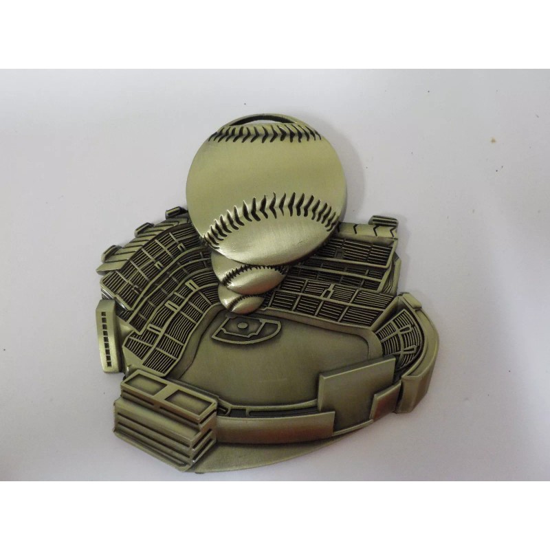 n/a X-Large Baseball medal, gold award, 2 1/4", w/ red,