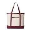 Q-Tees 34.6L Large Canvas Deluxe Tote One Size Natural/ Maroon