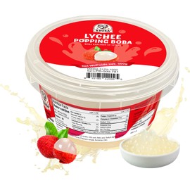 52USA Lychee Popping Boba (500g), Popping Pearls for Bubble Tea, Beverages, Sweets, Ice Cream, Shakes, Desserts & Smoothies Topping, 1.1 Pound (Pack of 1)