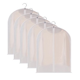 5 PCS Dust-Proof Garment Bags for Hanging Clothes, Clear Clothes Garment Cover Bags, PEVA Breathable Clothes Protectors with Full Zipper for Closet Clothes Storage (100x60cm)