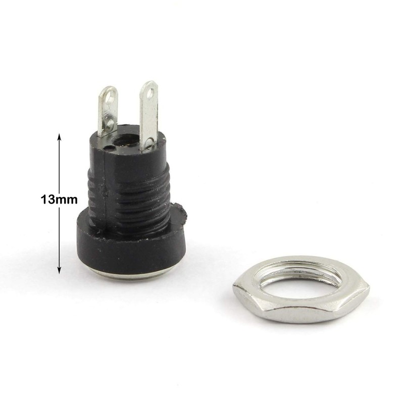 RLECS 12pcs 2 Pin DC Power Female Jack Socket Panel