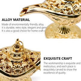 Aladdin Genie Lamp Genie Light Lamp, Aladdin Light Magic Genie Light Metal Carved Legend Lamp Wishing Light Pot Decor