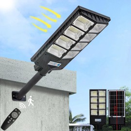 Mejiulug Solar Street Lights Outdoor Waterproof, 80000LM, Dusk to Dawn Solar with Motion Sensor and Remote Control, LED Flood Light, Luces solares para exteriores, Suitable for courtyards, Garage.