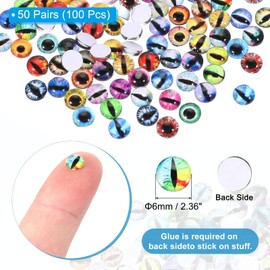 PATIKIL 6mm Dragon Eyes, 100 Pcs Round Glass Eyes for Crafts, Doll Making, Jewelry Making, Mixed Color