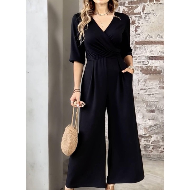 XNC Women's Casual Jumpsuits 2025 Summer Trendy Wrap V Neck