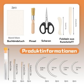 Wankon Bookbinding Sets 21-Piece Bookbinding Cloth Set, Book Repair Cloth (90 x 100 cm) Bookbinding Linen, Book Binding Supplies with Book Repair Cloth, Folding Legs for Repairing Old Books