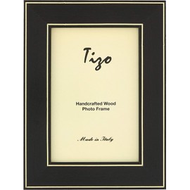 Tizo 4 x 6" Inch Double Gold Border Wood Black Picture Frame