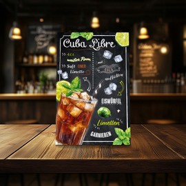 Cocktail Recipes 20 x 30 cm Aluminium Sign Decorative Metal Sign Decoration for Bar Counter Pub Kitchen Cafe Birthday Gift Recipe RV003 (14 Cuba Libre)