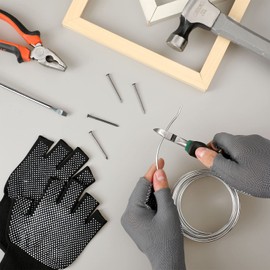 Sintege 8 Pairs Black Fingerless Gloves Non Slip Grip Fingerless Work Gloves Winter Warm Half Finger Gloves Unisex Yoga Gloves for Construction Work Outdoor Sports Activities Driving(Black, Grey)