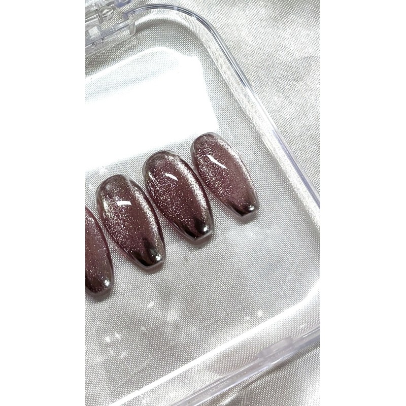 Rose Silver Nail Tips - Egg Coffin / 로즈 실버