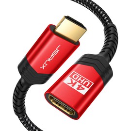 JSAUX HDMI Extension Cable 6FT, 4K 60Hz High Speed HDMI Extender Cord Male to Female Adapter Connector (HDR HDCP 2.2), Compatible with Roku TV Streaming Stick, Bluray Player, HDTV, Laptop, PC - Red