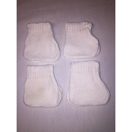 Unbranded Knitted Doll Orlon Booties. Approximately 3 1/2” Wide X 3 1/2” Tall. White.