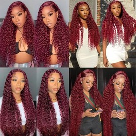 99J Bundles Burgundy Kinky Curly Human Hair Bundle Suhkrpt Hair 99J Wine Red 3 Bundles 30 32 34 Inch Burgundy Curly Wavy Bundle Double Weft Extensions