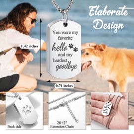 Abooxiu Pet Tag Urn Necklace for Ashes Dog Urn for Ash Cremation Jewelry for Ashes Pet Ashes Necklace Dog Ashes Necklace Pet Urn Keepsake Silver