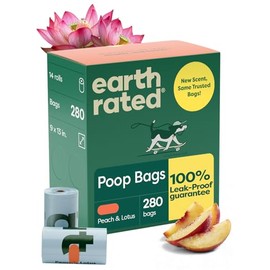 Earth Rated Poop Bags for Dogs, Guaranteed Leak Proof and Extra Thick Waste Bag Refill Rolls, Peach and Lotus, 280 Count