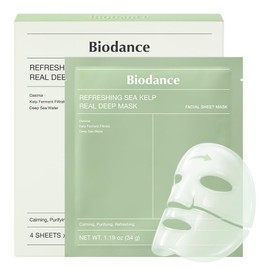 BIODANCE Mascarilla refrescante de algas marinas profundas, máscara de hidrogel durante la noche, calmante, control de aceite y sebo, cuidado de manch