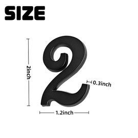 HopeWan 2 Inch Mailbox Number Stickers, Self Adhesive House Door Address Sign Numbers for Office Hotels Home Room, Waterproof Rustproof, 3D Style, Suit for Outside. (Black, Pack of 2 Sets)
