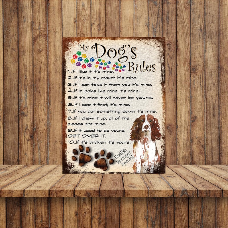 Shawprint MY DOG'S RULES RETRO STYLE METAL TIN SIGN/PLAQUE (427DRS)