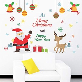 Wallstick Merry Christmas and Happy New Year wallstickers (Vinyl 100 cm x 80 cm) (57-2923)