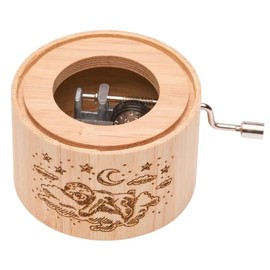 Kindlein Music Box Bamboo with Lullaby Sleep, Music Box by Kurbelwerk green-line, Classic Edition, Framed, Cloud Motif
