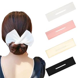 4 Pcs Deft Hair Bun Maker Doughnut Hair Bun French Hairstyle，Magic Ballet Bun Maker for Girls,Mother's Day Gift,for Hair,Bun Donut(Black, Khaki, White, Pink,Fabric)