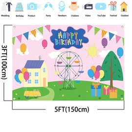 Pig Birthday Backdrop for Girls Durable Fabric Happy Birthday Backdrop for Girl Boy 5x3ft Baby Shower Backdrop Decorations Photo Studio photography Background