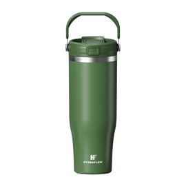 HYDRAFLOW 40 oz Travel Tumbler – Insulated, Stainless Steel, Leakproof, Ideal for Coffee, Tea, and Cold Drinks - Hunter Green