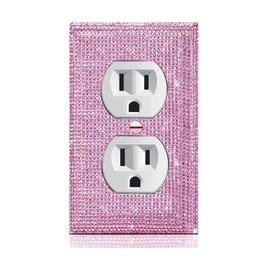 Shiny Silver Pink Bling Outlet Covers Wall Plate Duplex Electrical Outlet Light Switch Cover for Bedroom Accessories Home Decorative