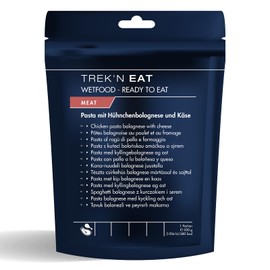 Trek'n Eat Pasta mit Hühnchenbolognese und Käse – Ready to Eat – Sofort verzehrfertig ohne Kochen – Ideal für Outdoor, Camping, Trekking und Notvorrat – Nahrhaft, lecker und lange haltbar