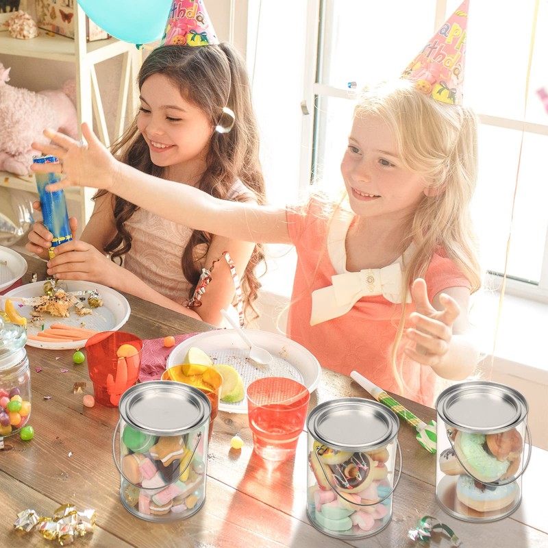 Yalikop 4 Pack Clear Paint Cans with Metal Lids, Plastic