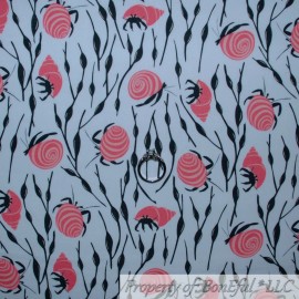 Michael Miller Fabrics BonEful FABRIC FQ Cotton Quilt White Pink Sea Shell Beach Grass Hermit Crab Fish