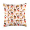 Creativemotions Japanese Dolls-Kokeshi Pattern Throw Pillow, 18x18, Multicolor