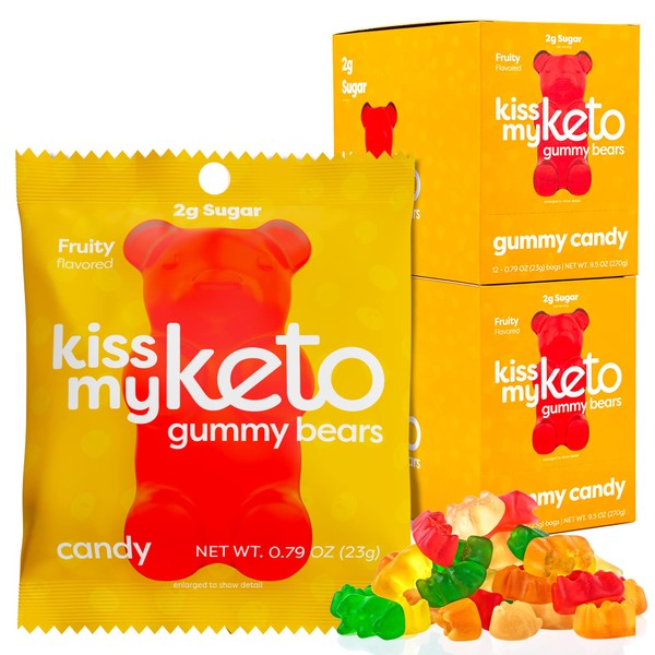 Kiss My Keto Gummies Candy – Low Carb Candy Gummy Bears, Keto Snack Pack – Healthy Candy Gummys – Sugar Free Gummy Bears, Keto Gummy Bear Candy – Keto Gummy Bears (24-pack)